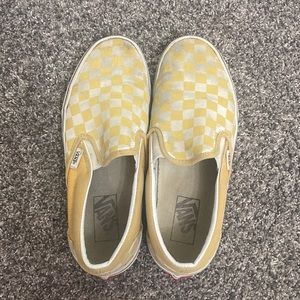 YELLOW AND WHITE CHECKERED VANS